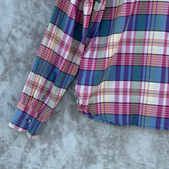 J.Crew Women’s Plaid button down  Popover Shirt Long Sleeve Classic Fit Sz L - Picture 10 of 15